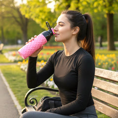 Gym water bottle holding grip close-up
