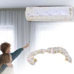 Air conditioner dust cover shown folded on unit