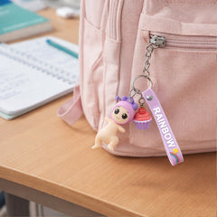 Doll Charm on Keychain with Rainbow Strap