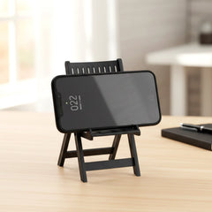 Foldable phone stand in mini chair design