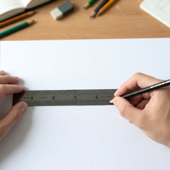 Steel measurement scale with straight edge