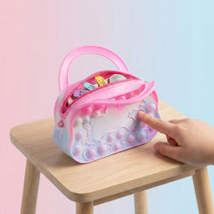 Silicone pop it coin purse with zipper and handle