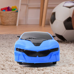 Remote control and racing car in action