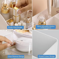 Compact multi-compartment daily organizer for cosmetics