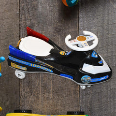 Police Twister ride-on car displaying safety features and anti-slip footboard