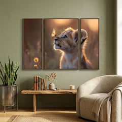 Lion cub 3 panel wall frame