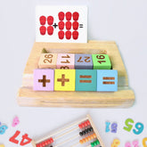 Wooden Math Time educational toy with blocks and flashcards