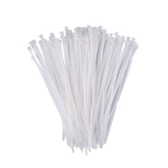 Hand holding a bundle of black nylon cable ties, showcasing flexibility
