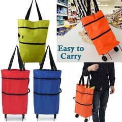 Durable folding cart bag for travel and shopping use.