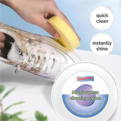 Using shoe cleaning cream to remove stains on sneaker