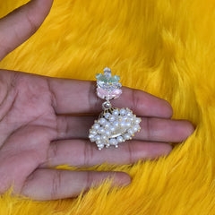 Silver Plated And White Contemporary Jhumkas