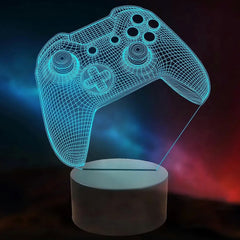 3D Illusion LED Night Lamp with Gaming Controller Design