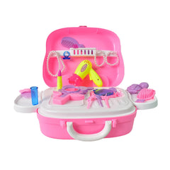 Kids' makeup case with accessories open, showing items