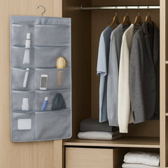 Underwear & socks neatly stored in a hanging closet organizer