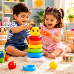 Plastic Baby Kids Teddy Stacking Ring Jumbo Stack Up Educational Toy 5pc