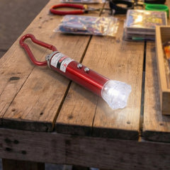 Close-up of laser pointer and LED light features