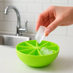 Bar-ready lemon ice tray made of flexible silicone