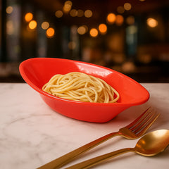 Oval Red Serving Bowl Side View
