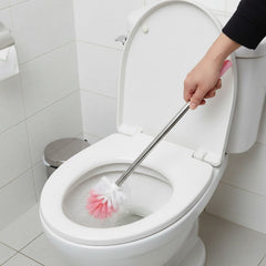 Long handle toilet cleaning brush showing dense dual-tone bristles