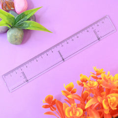 Crystal clear 20 cm plastic ruler on white background