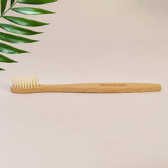 Wooden handle of bamboo toothbrush