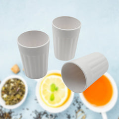 Stacked reusable plastic coffee and tea cups