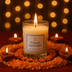In'lief French Lavender candle with lavender sprigs