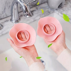Close-up of silicone wrist band effectively stopping water flow