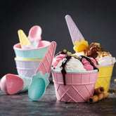 Multi-color ice cream bowl and spoon set