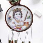 Krishna Medallion Dream Catcher Wind Chime with Sacred Melody design