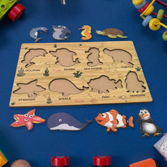 Tooky Toy Wooden Sea Creatures Learning Puzzle for kids