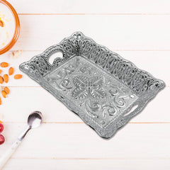 Side angle of stylish dry fruit serving tray