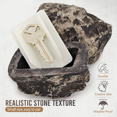 Key hidden inside fake rock key hider