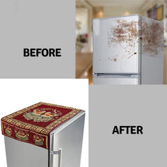 Cotton Fridge Top Cover with Side Pockets for Home Decor (100×60 CM)