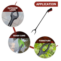 Close-up of the easy-grip trigger handle on trash picker