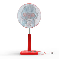 Mesh fan cover close-up with cute cartoon print