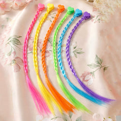 Claw clip accessory with colourful braided hair extensions