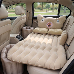 Inflatable car air mattress bed set installed in sedan back seat