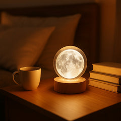 3D Crystal Ball Lamp casting colorful light on wall