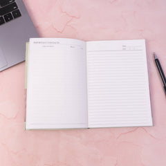 Notebook open for writing