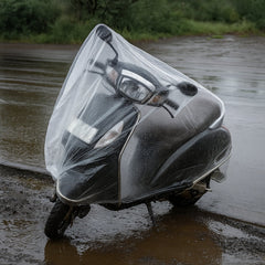Plastic Activa Cover protecting scooter from rain