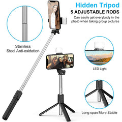 Selfie stick tripod combo setup for hands-free use