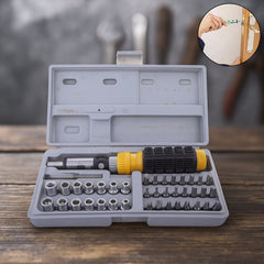 41-piece socket and screwdriver tool kit in plastic case