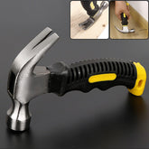 Carpenter mini claw hammer with fiberglass handle.