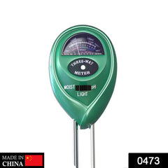 Green plant moisture sensor showing 3 functions