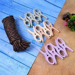 Adjustable drying rope with strong clips for clothes