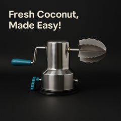 Manual Coconut Grater with Serrated Blades and Vacuum Base
