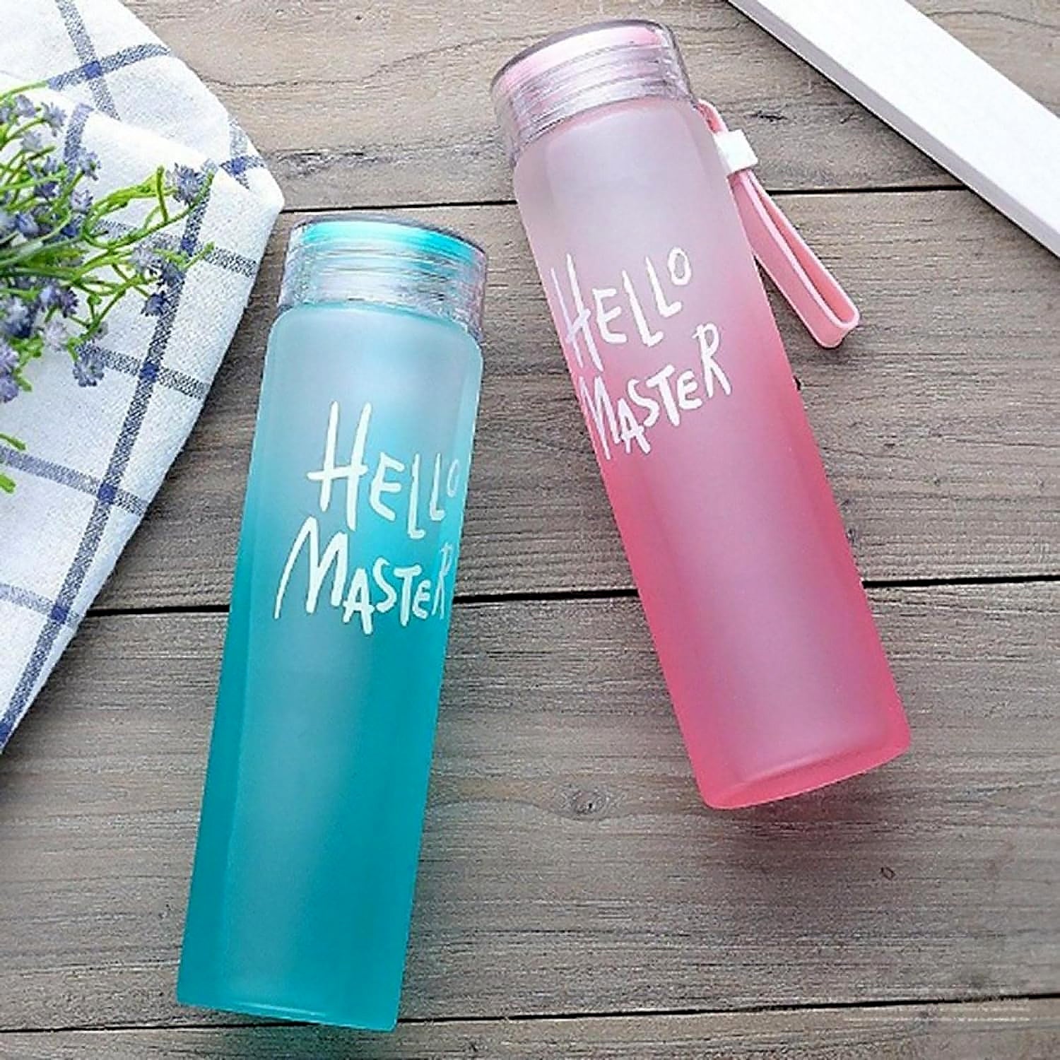 Motivational Glass Water Bottle Colorful potable Water Glass Bottle With Rubber Band, Daily Intake Hourly Water Bottle to Ensure You Drink Enough Water Throughout The Day Reusable Cycling Gym, Workout Fitness Bottle