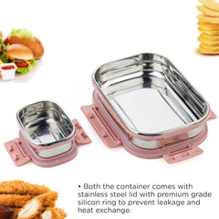 PureSeal stainless steel lunch box set open