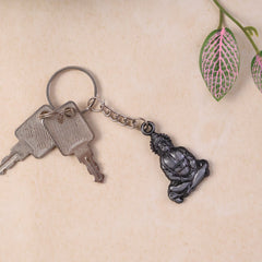 Hanuman Ji metal keychain on white background